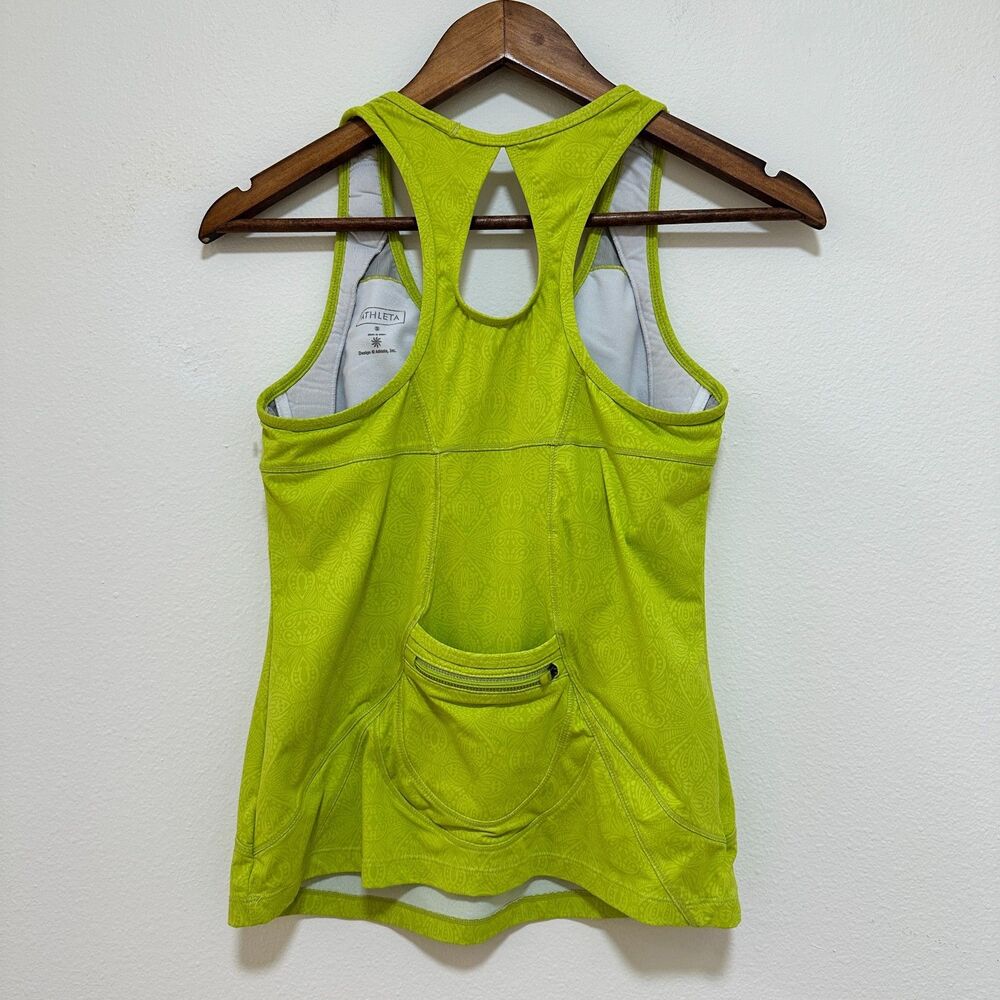 Athleta Shirt Womens Tank‎ Top S Green Cinched Athleisure Yoga Running Training